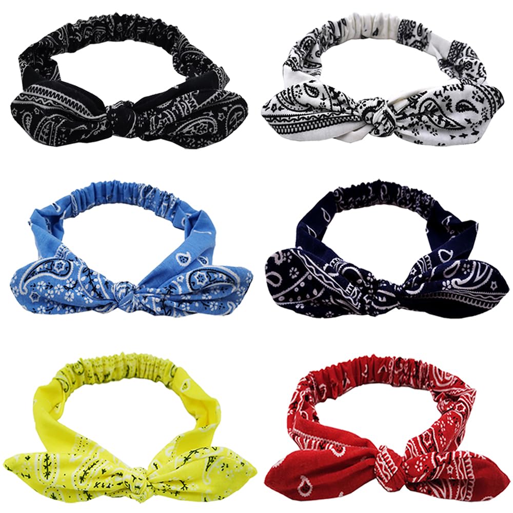 TRKETK 6 Pieces Elastic Paisley Bandanas