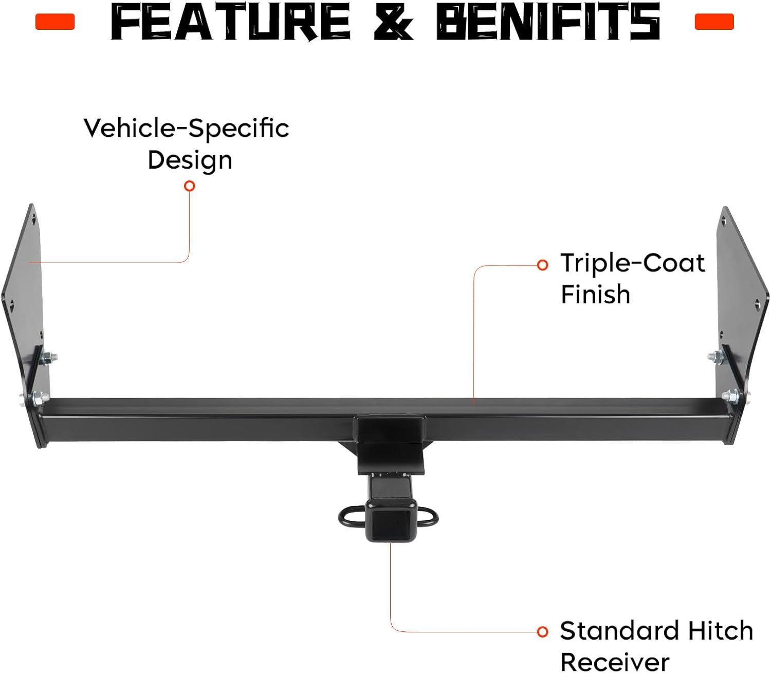 2" Receiver Trailer Hitch for Toyota RAV4/RAV4 Prime 2019-2024, for Lexus NX250/NX350(NOT for F Sport)/NX350h/NX450h+(NOT for F Sport) 2021-2025, Square Tube Frame, Black Class 3 Towing Hitch Kits