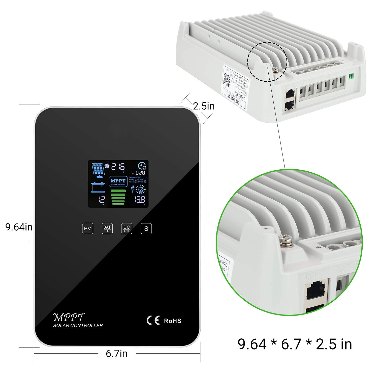 Amazon.co.jp: 60a MPPT充電コントローラー、12V 24V60アンペア