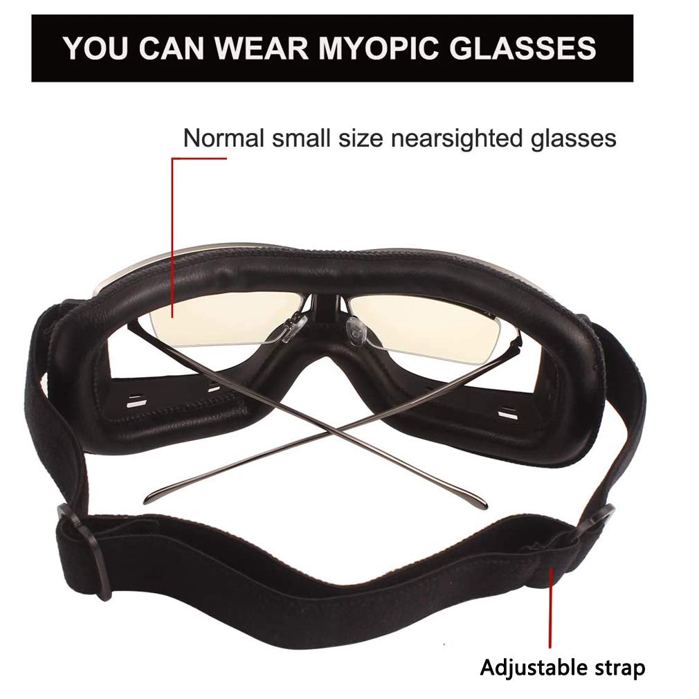 Retro Pilot Motorcycle Goggles Fog-proof Warm Riding Goggles ATV Bike Motocross Glasses Safety Goggles