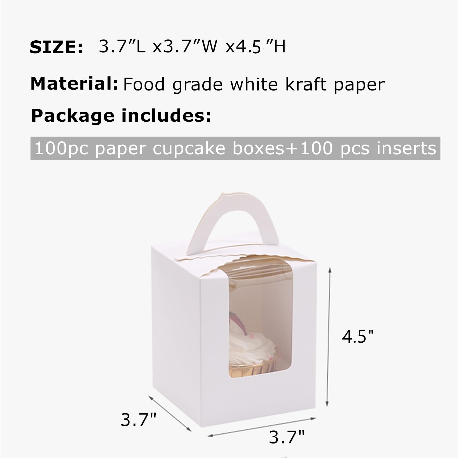 Cupcake Boxes - 100 Pack with Window -2