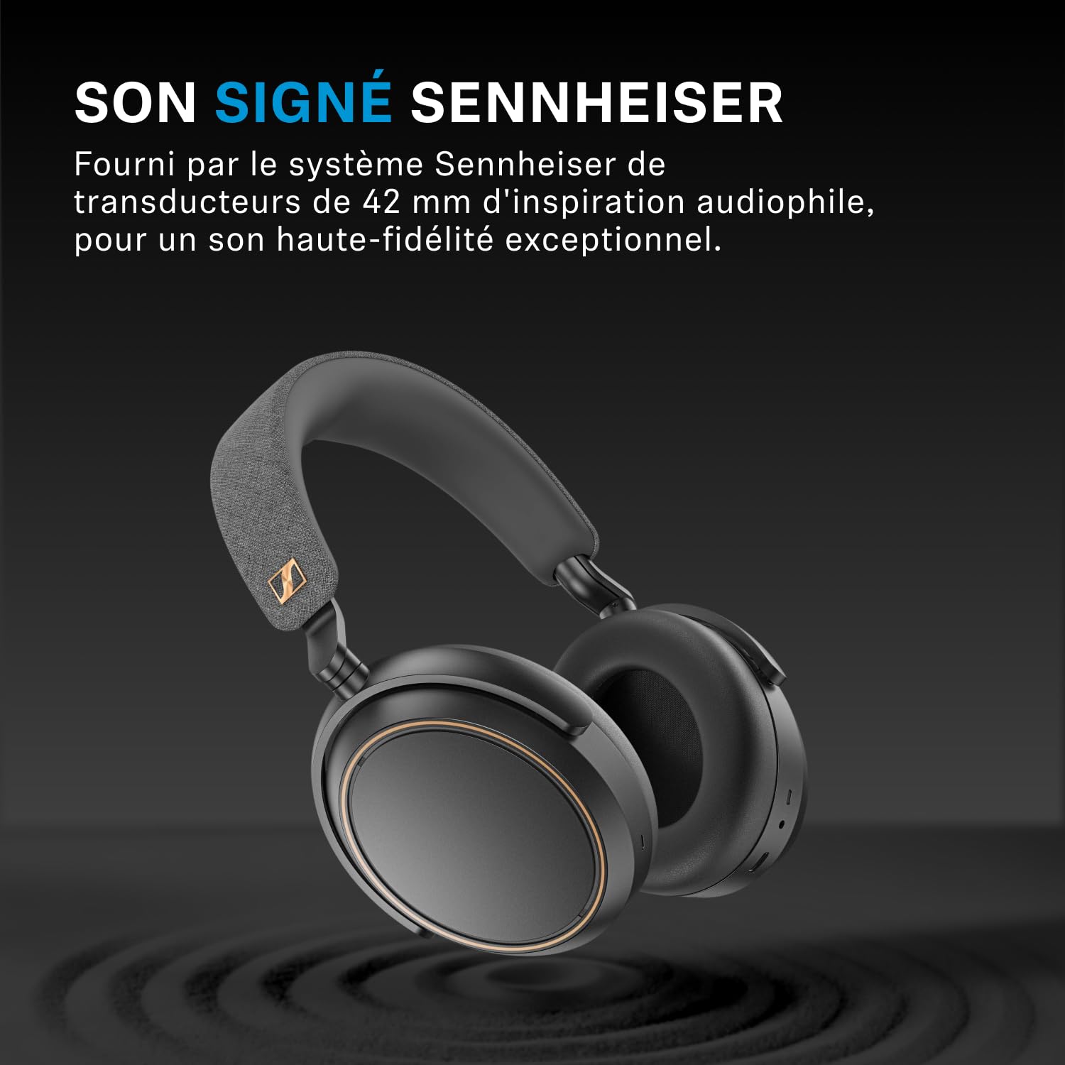 Sennheiser MOMENTUM 4 Casque Sans Fil à Réduction de Bruit, Casque Bluetooth pour Appels d'une Clarté Cristalline avec ANC Adaptatif, Casque Over Ear, 60 Heures d'Autonomie, Design Pliable, Noir