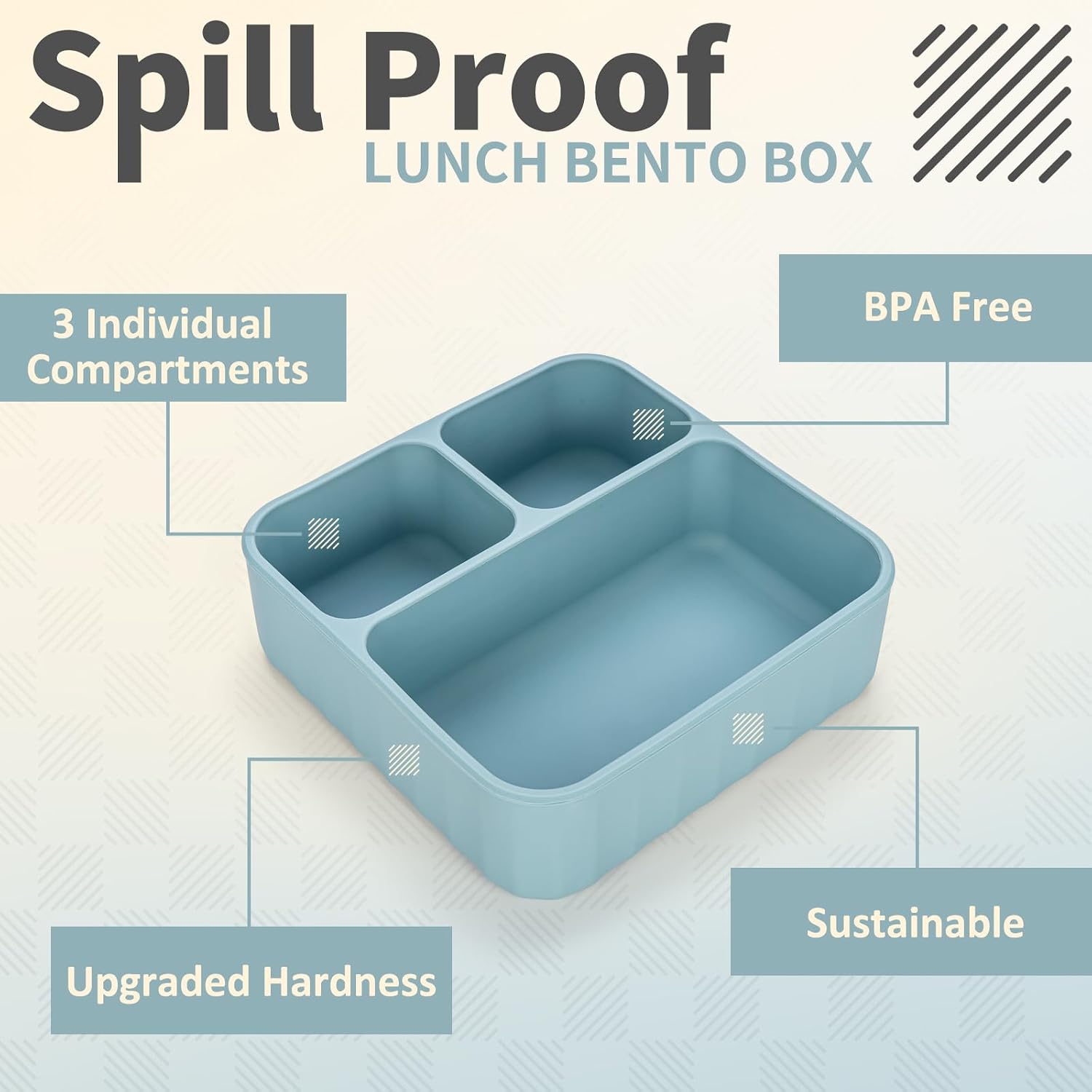 Silicone Bento Box 3 Compartment Lunch Containers,Reusable Lunch Box Containers With Lids,Stackable Food Containers,Bpa-Free,Microwave & Dishwasher Safe,Meal Box for Office,Travel, Outdoors,Green image 3