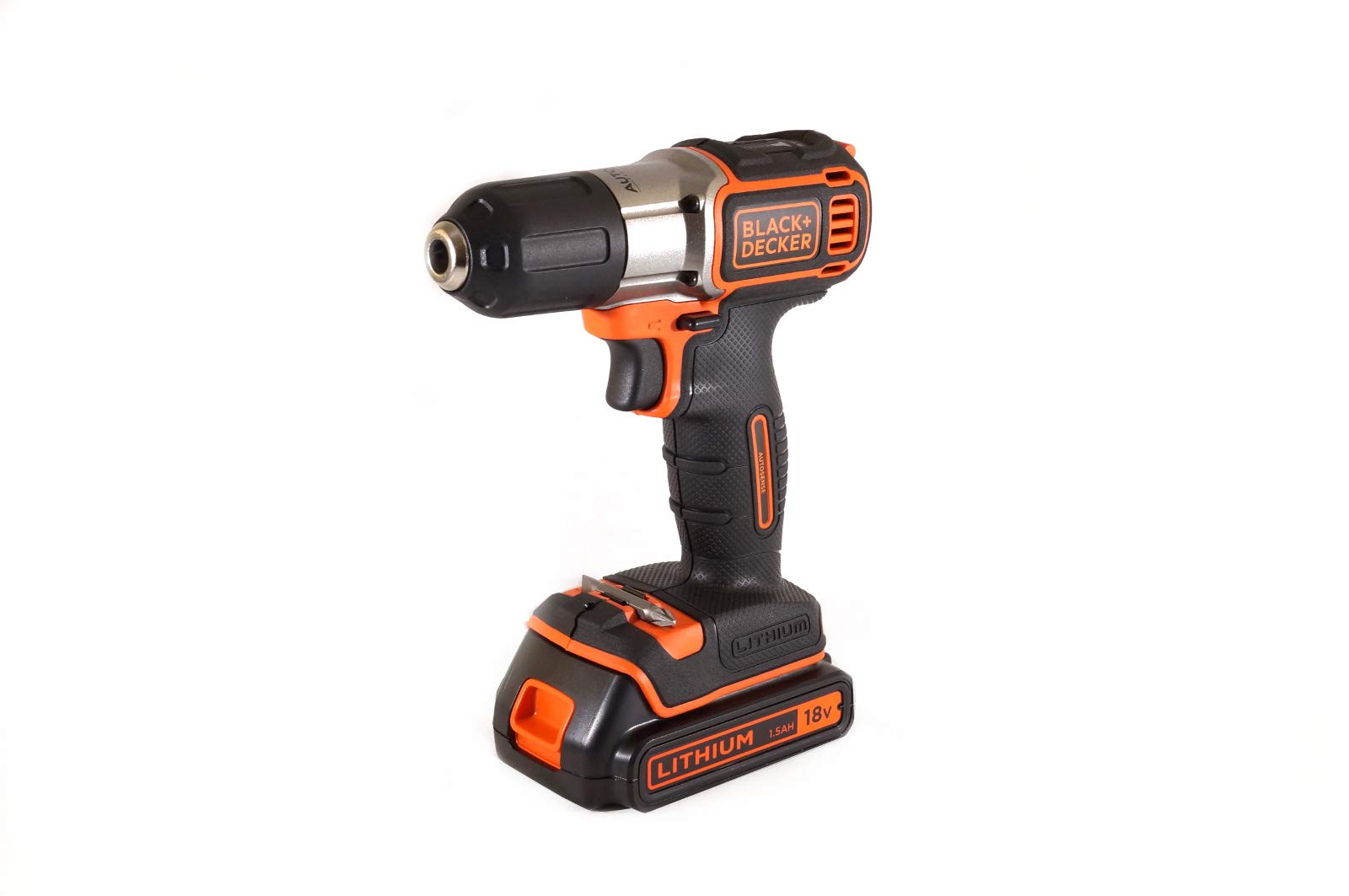 Black+Decker Autosense Akku-Bohrschrauber ASD18K – Akkubohrer mit Autoselect-Technologie & LED-Arbeitslicht zum Bohren in Holz & Metall und zum Schrauben – 1 x Akkuschrauber Li-Ion 18 V