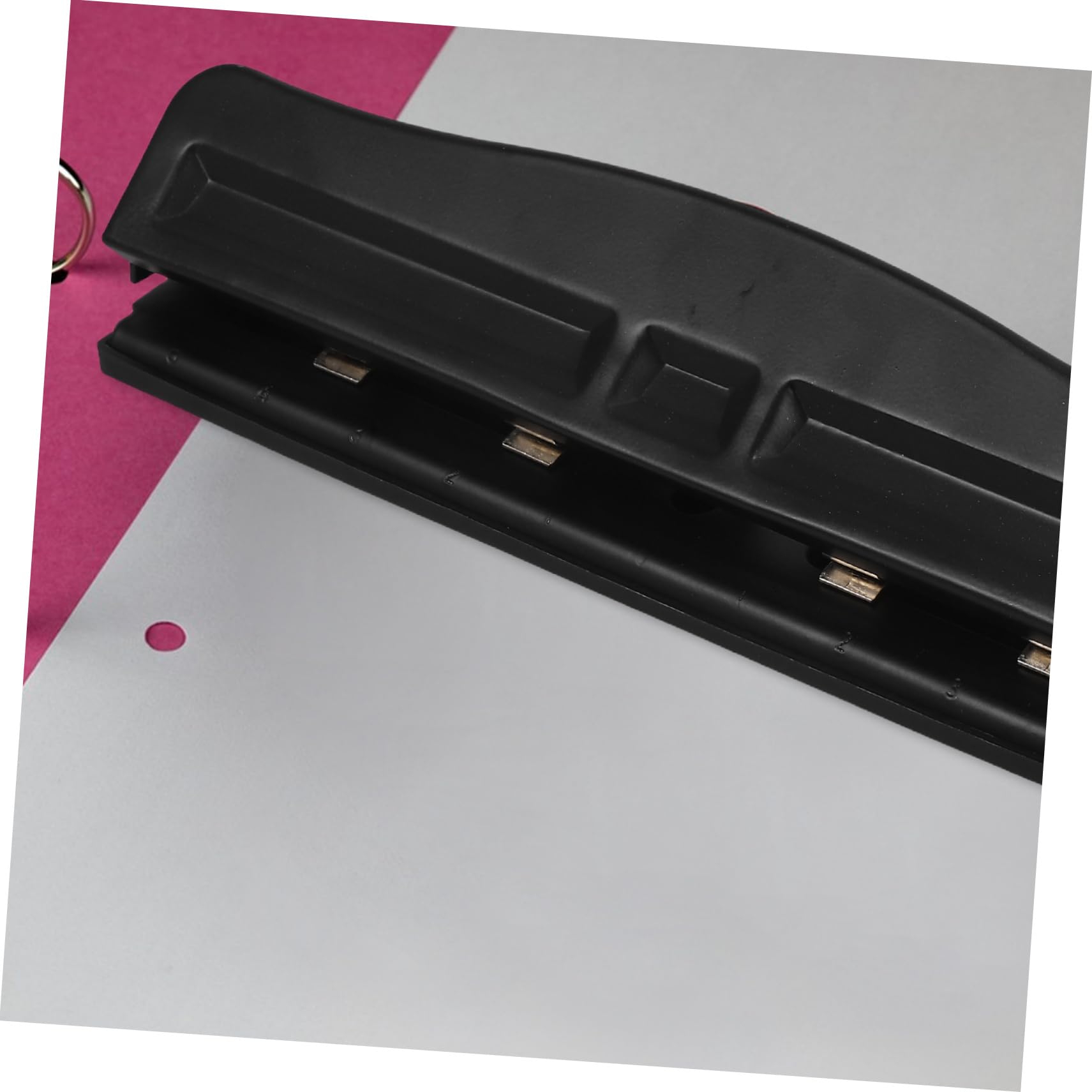 Perforatrice a 4 Fori Nera, Punzonatrice per Carta Regolabile | Plastica, per Scrapbooking e Rilegatura, Raccoglitore Trucioli Facile da Svuotare