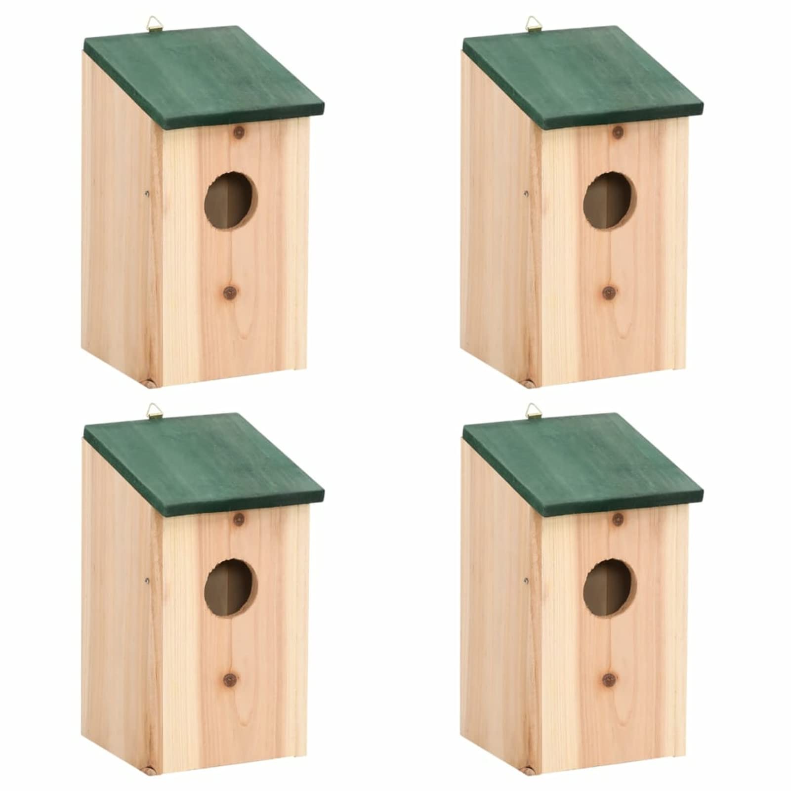 Homgoday Casette per uccelli, 4 pezzi, in legno, 12 x 12 x 22 cm, nido per uccelli, gabbie e supporti per uccelli per casa e giardino