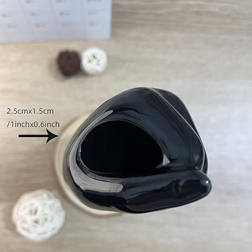 Miniatura 7 de Jarrón decorativo negro en forma de mano de 9.25 pulgadas de alto, moderno jarrón de cerámica para decoración de mesa auxiliar, jarrones para