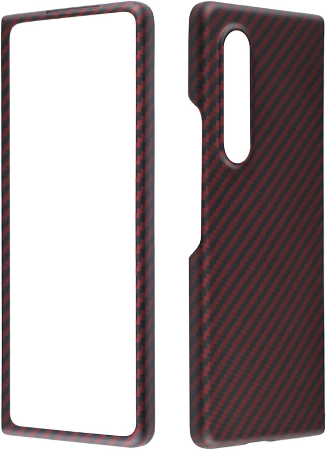 HAO Carbon Fiber Phone Case Compatible with Samsung Galaxy Z Fold 3 5G, Lightweight Slim Thin Shockproof Cover Case, 100% Aramid Fiber Anti-Scratch Case for Galaxy Z Fold 3 5G (Red)