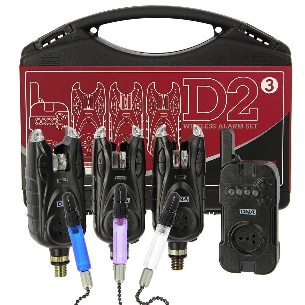 Fishing Bite Alarm 3pc Receiver Tone Volume Sensitive & Night Light & 3 Hangers