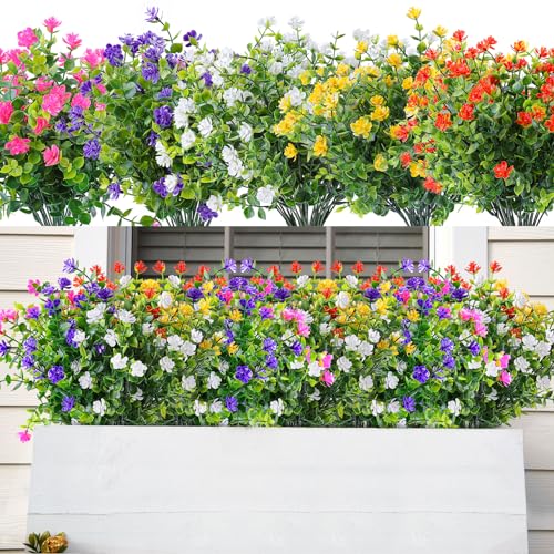 Image of AmyHomie 20 PCS Artificial Flowers for Outdoors, UV Resistant Fake Plants