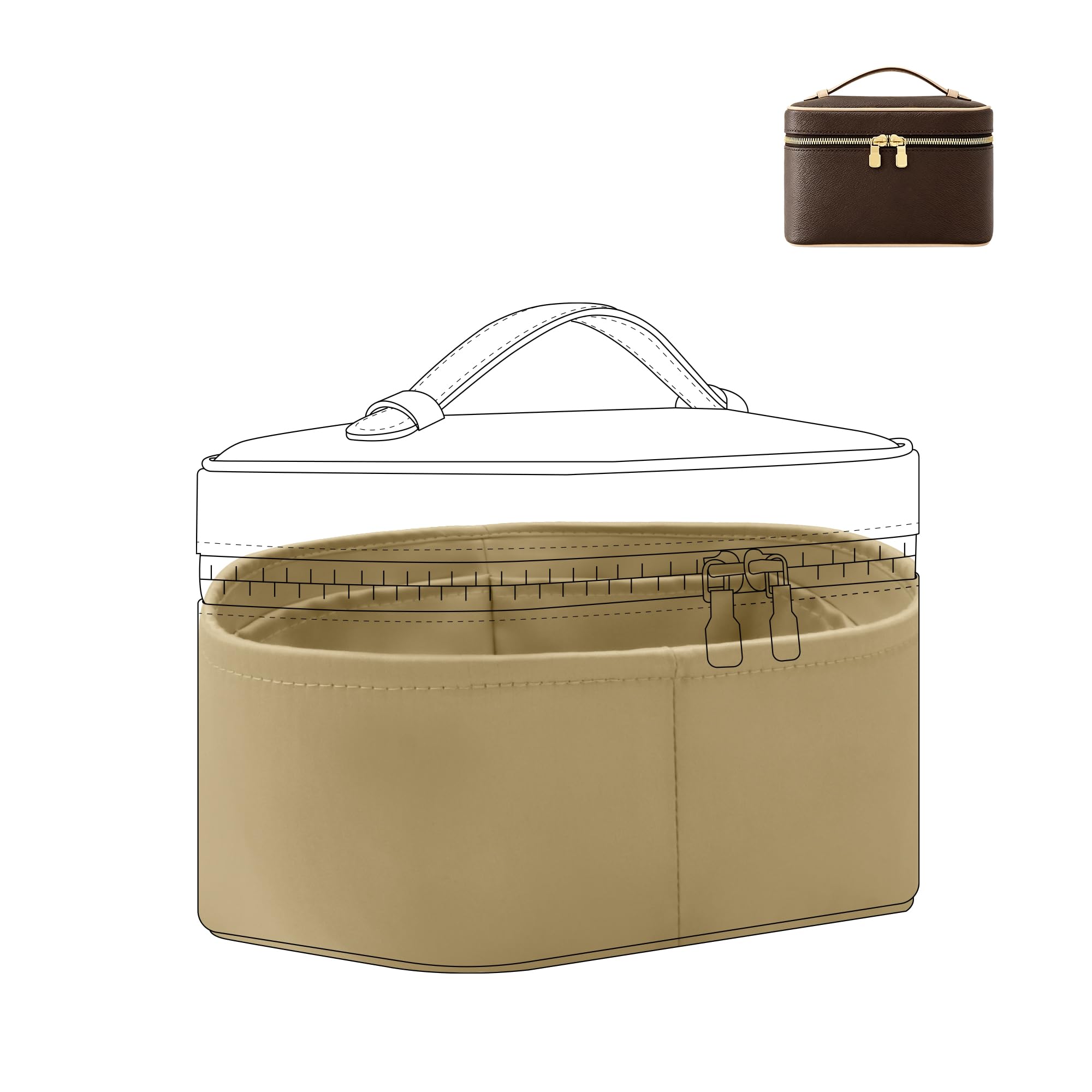 DGAZ Satin Handtaschen Organizer für LV Nice BB, Trench