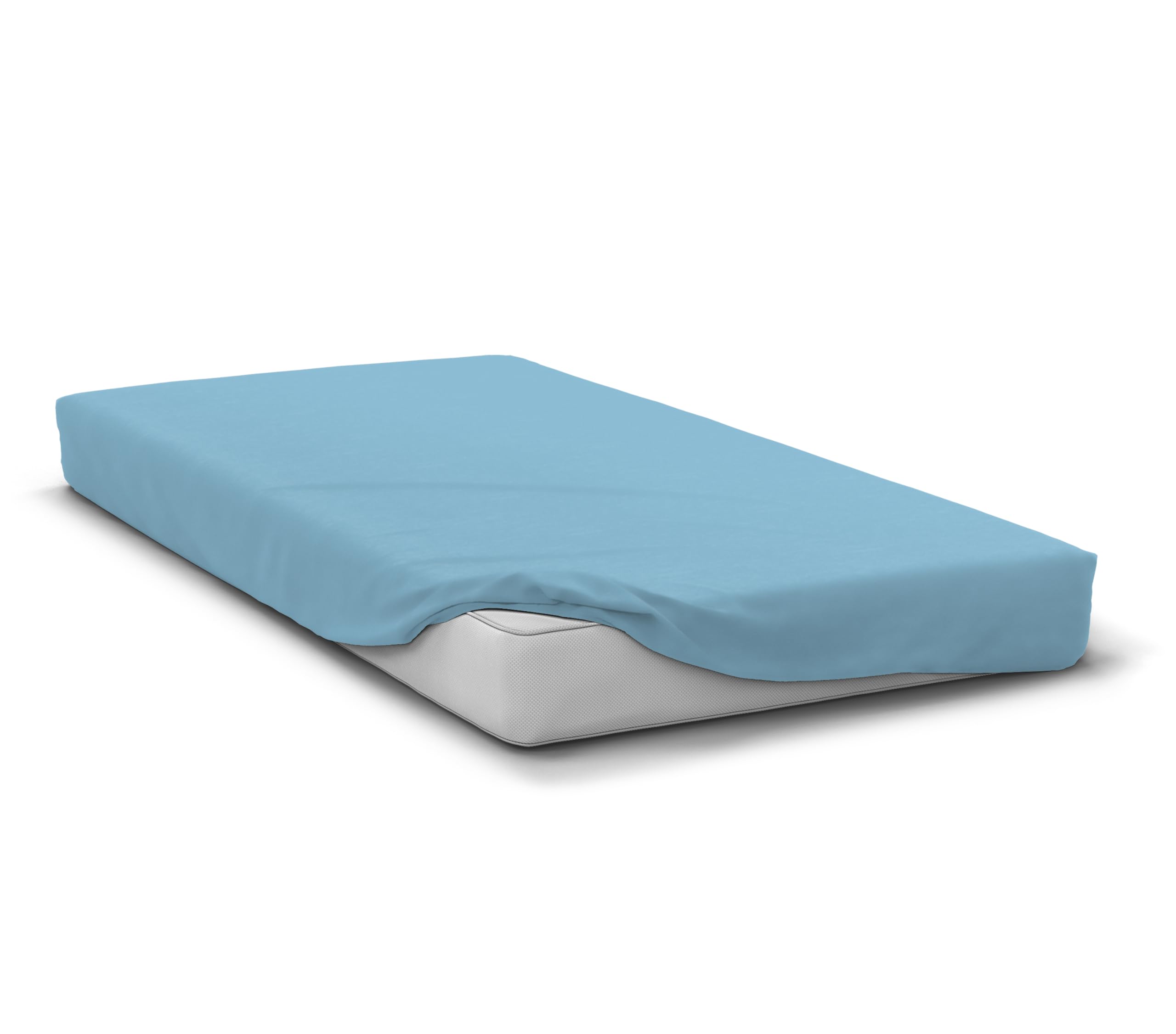 Drap Housse 90x190 cm Bleu Ciel Bonnet 30 cm– Repassage Ultra Facile – Home linge passion