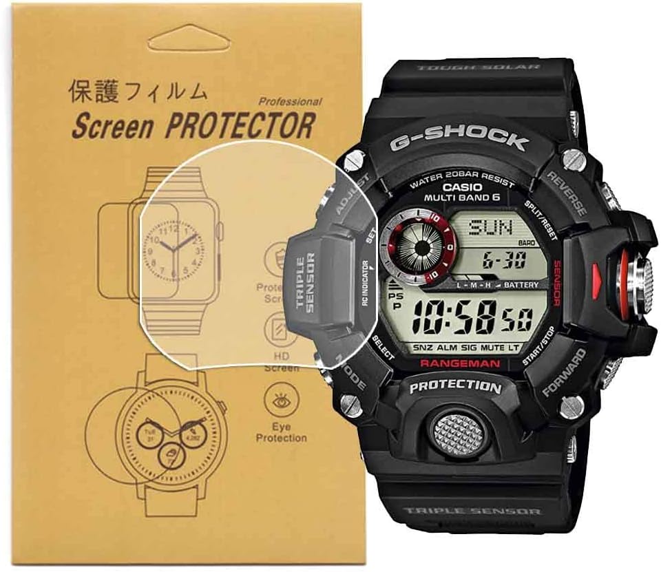 [5-Pack]For Casio GW-9400 /GW9400 Watch Screen Protector, Full Coverage Screen Protector HD Clear Anti-Bubble and Anti-Scratch For gw-9400 / GW-9400-1CR /GW-9400-3CR /GW-9400J-1JF