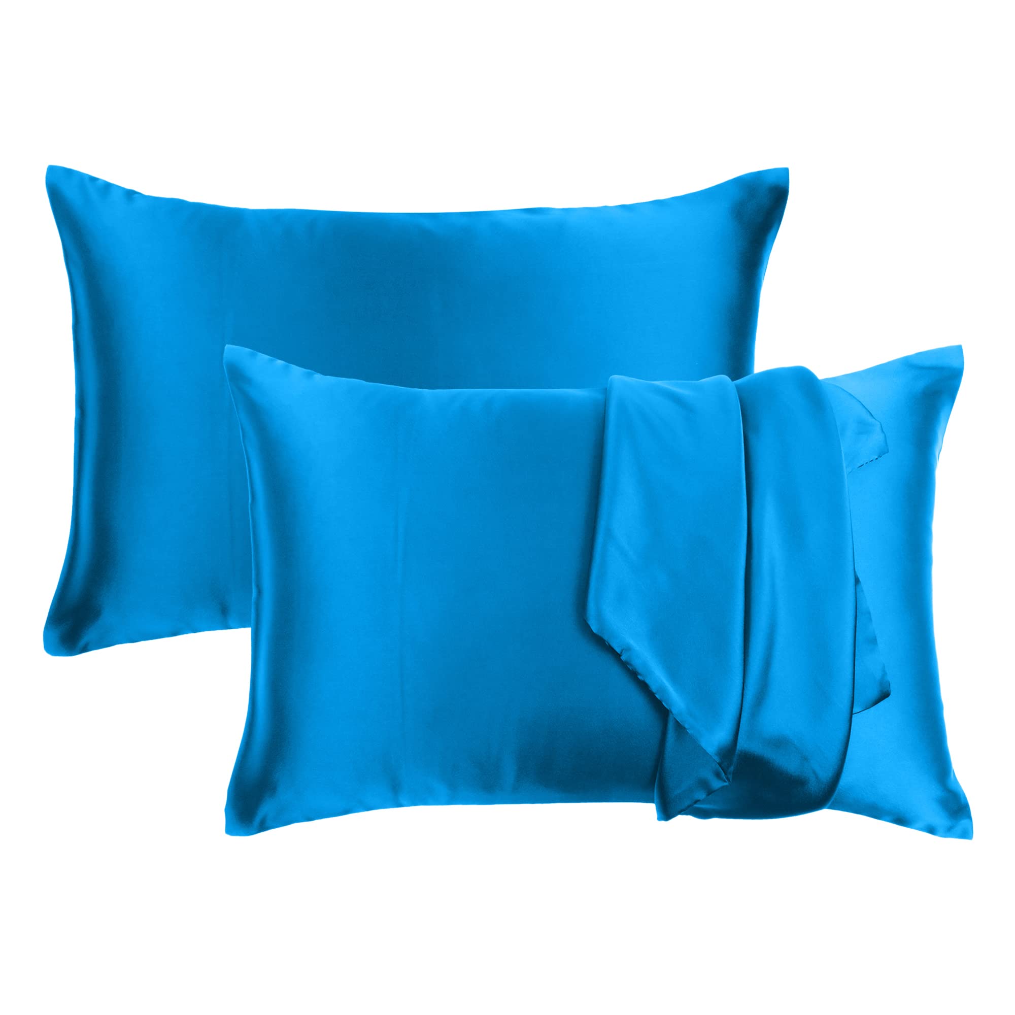 Riara Satin Silk Pillowcase Pillow Case Covers with Envelop Closure for Hair and Skin Home Bed Decor Set of 2 Pillowcase Free 3 Pc Scrunchie (Standard Size(20" 26"), Blue Aster) (B09TKZ8WDM) Amazon Price History, Amazon Price Tracker