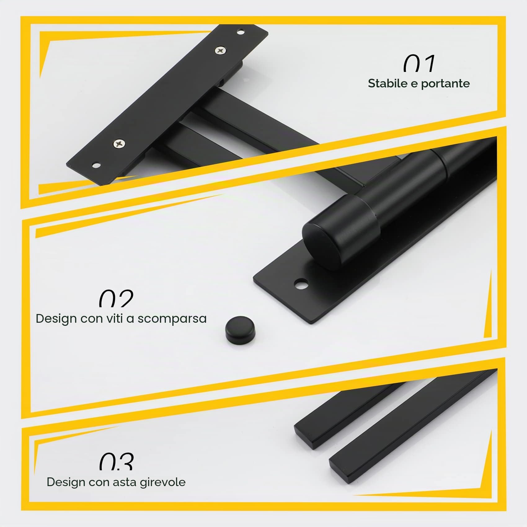 KOKOSIRI, Portasciugamani da bagno girevole, nero opaco, 2 braccia per bagno, cucina, parete, in acciaio inox B5007BK-A2