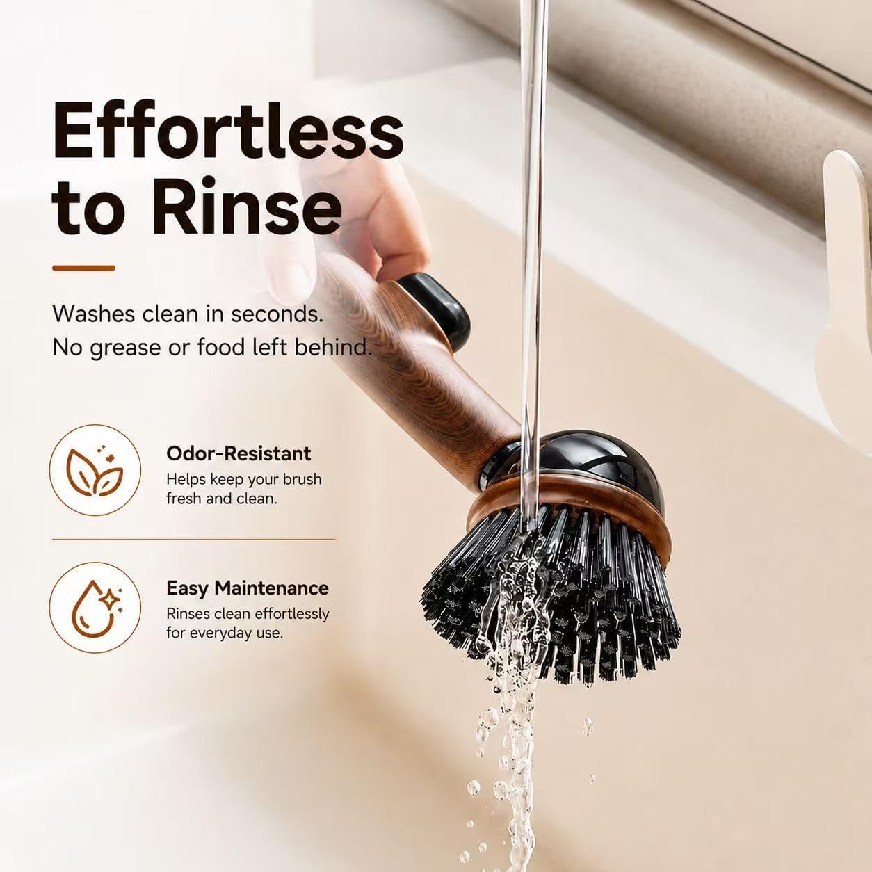 Soap Dispensing Dish Brush, Heavy-Duty PET Bristles with Suction Cup Base image 3