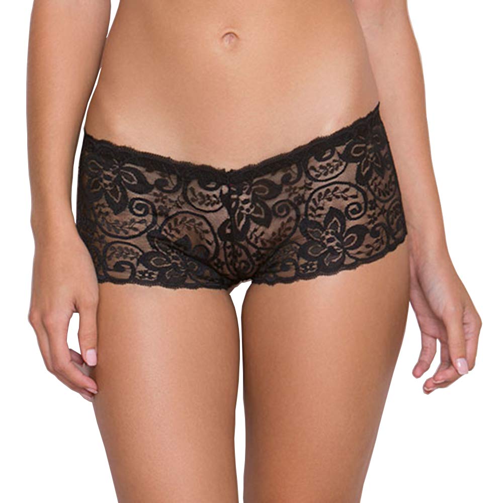 PinkZaar Women's Boyshorts Panty | Soft Lace Underwear | Free Size Fit to S/M/L | Stylish & Comfortable Black-image-10