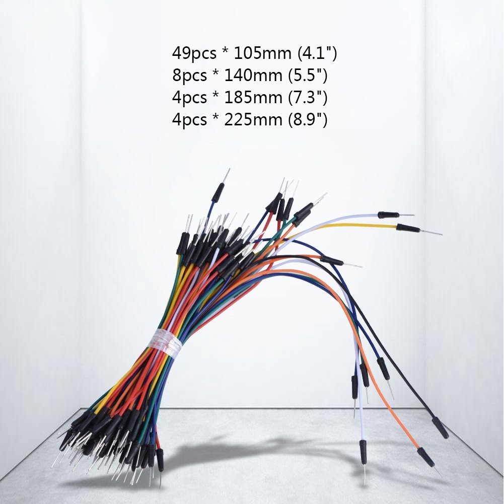 Kit di cavi jumper breadboard Ftory, Cavetti Jumper Filo, Kit di cavi flessibili da maschio a maschio senza saldatura da 65 pezzi, Multicolore, Compatibile con Schede Arduino