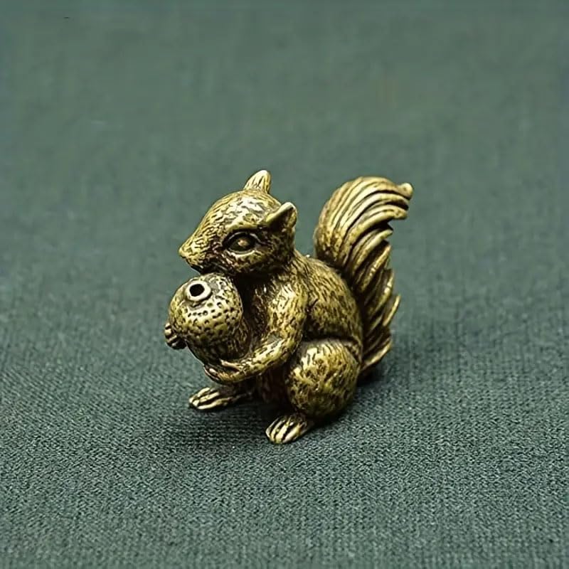 2Pcs Antique Squirrel Ornament Solid Copper Statue Figurines Brass Squirrels Nuts Tea Pet Incense Holder Desk Decoration - Image 3