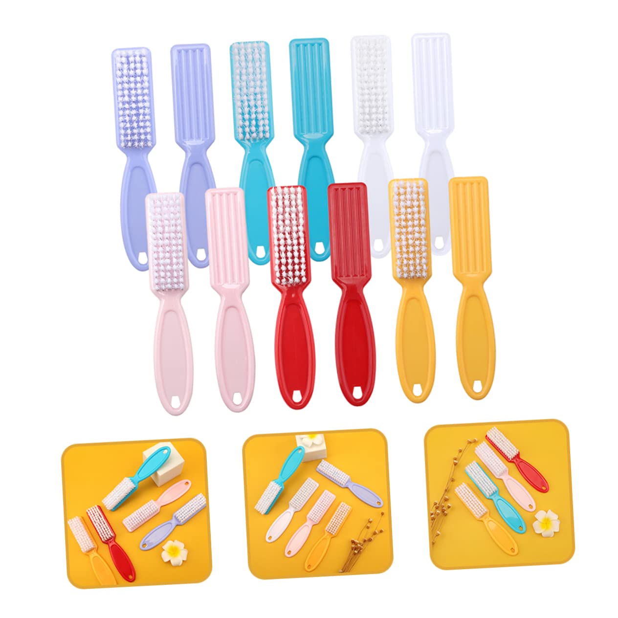 Spazzola per Unghie 24 Pezzi Manico Facile da Impugnare, Setole in Pp per Pulizia Manicure, per Viaggio e Uso in Bagno Colore Casuale