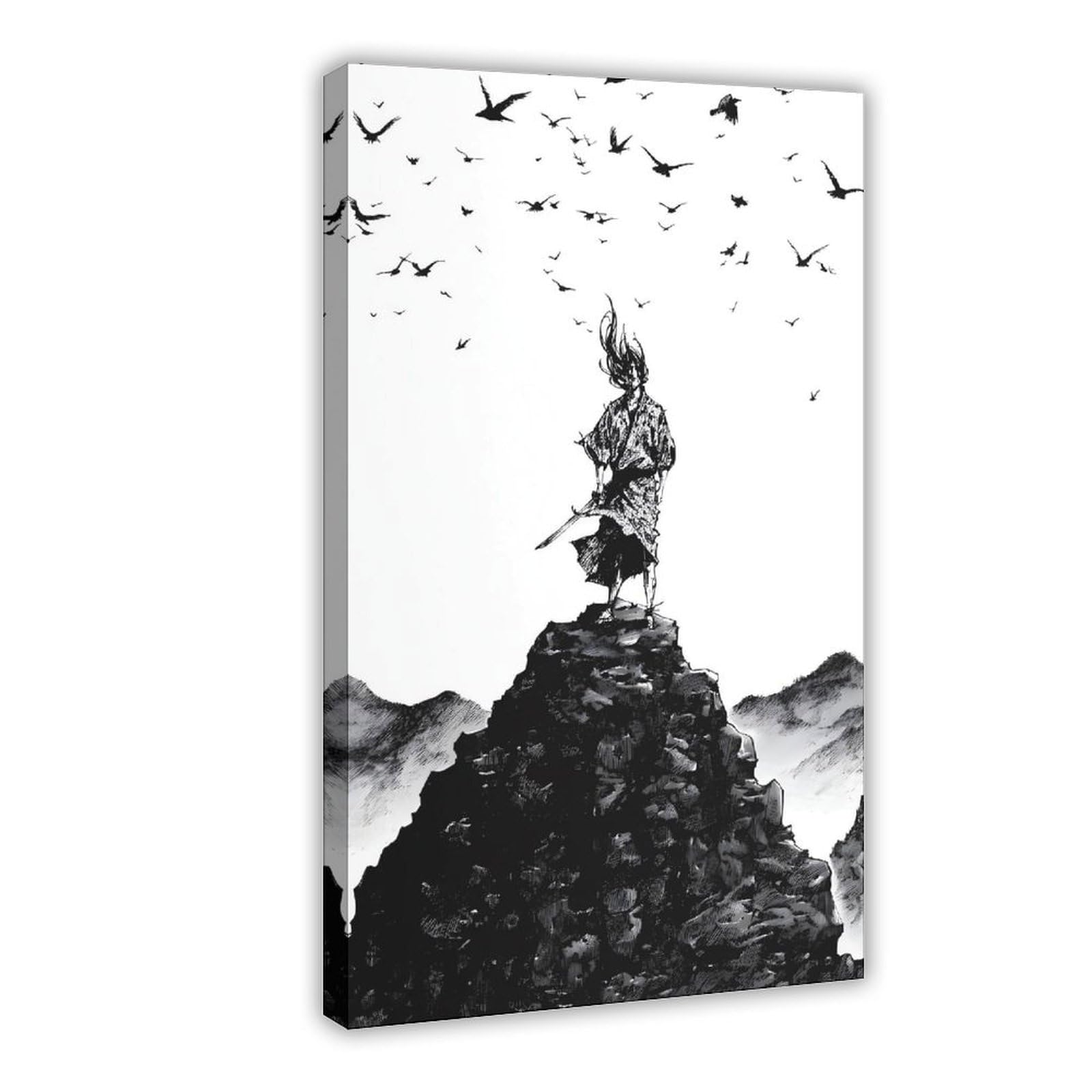 Qnvjqkdsi Frame Japanese Samurai Miyamoto Musashi (1) Canvas Poster Bedroom Decor Landscape Office Room Decor Gift 12" L X 18" W