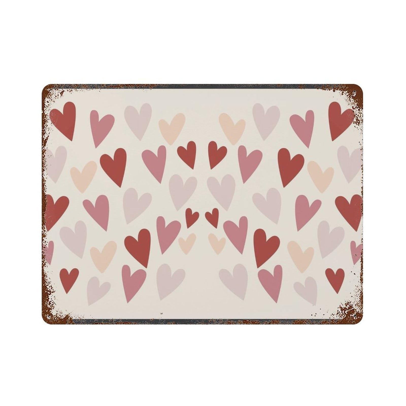 xiaoxiaoshen Romantic Valentine's Day Hearts Pattern Wall Art, Neutral Boho Wall Decor Art Metal Tin Poster Modern Home Decor Art Home Bar Shop Decorations Vintage Sign 30x40cm