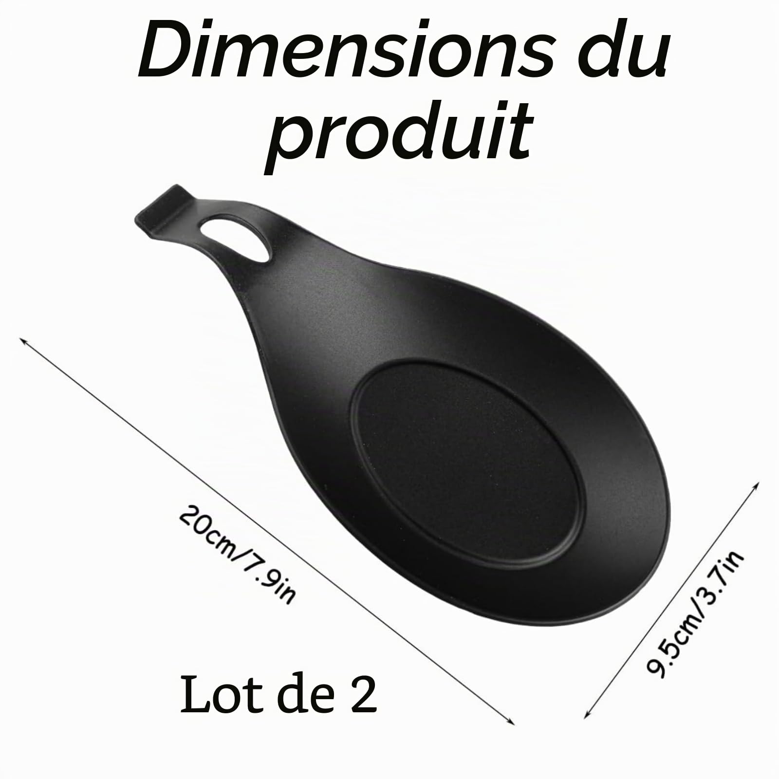 Repose Cuillère en Silicone, Porte Cuillère de Cuisine, Résistant à la Chaleur, pour Louches et Ustensiles (Noir)