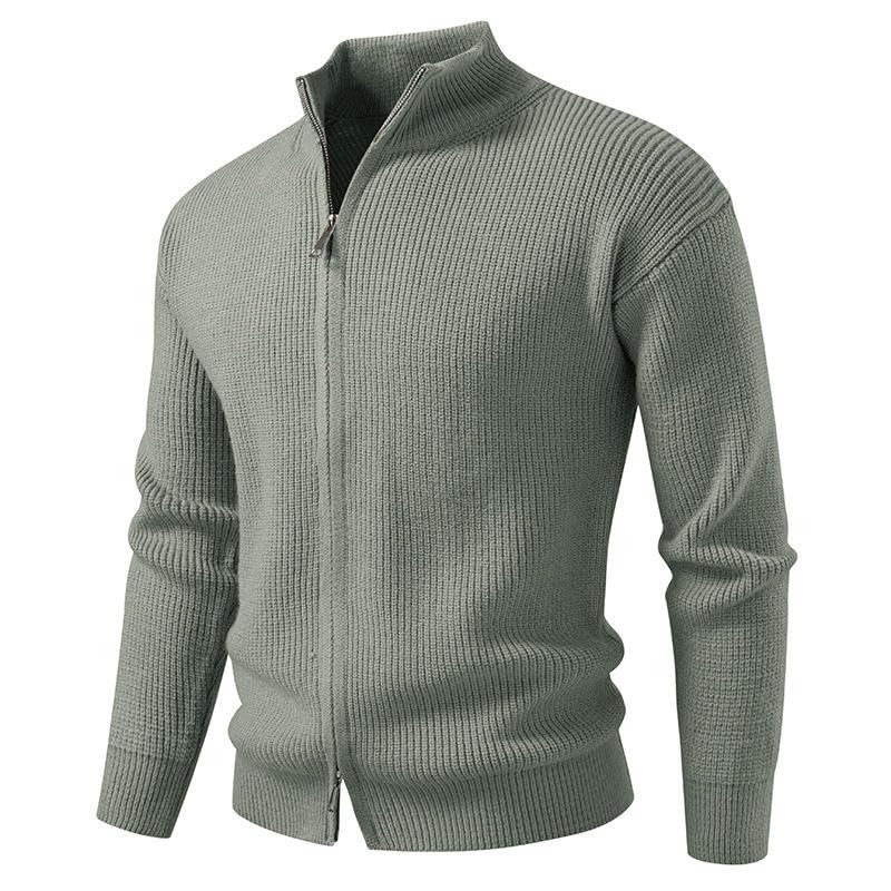 Cárdigan de punto para hombre con cremallera y rayas horizontales 3