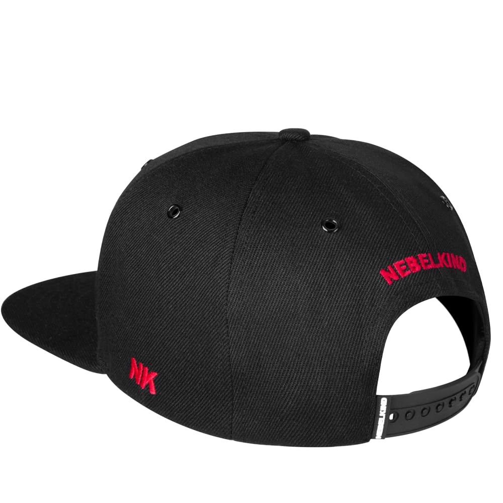 Nebelkind Casquette Snapback-Hommes Femmes Barbed Wire 2 Noir Rouge, Taille Unique onesize, Taille réglable, Unisexe, Style Streetwear, Casquette de Baseball avec visière Droite, Retro
