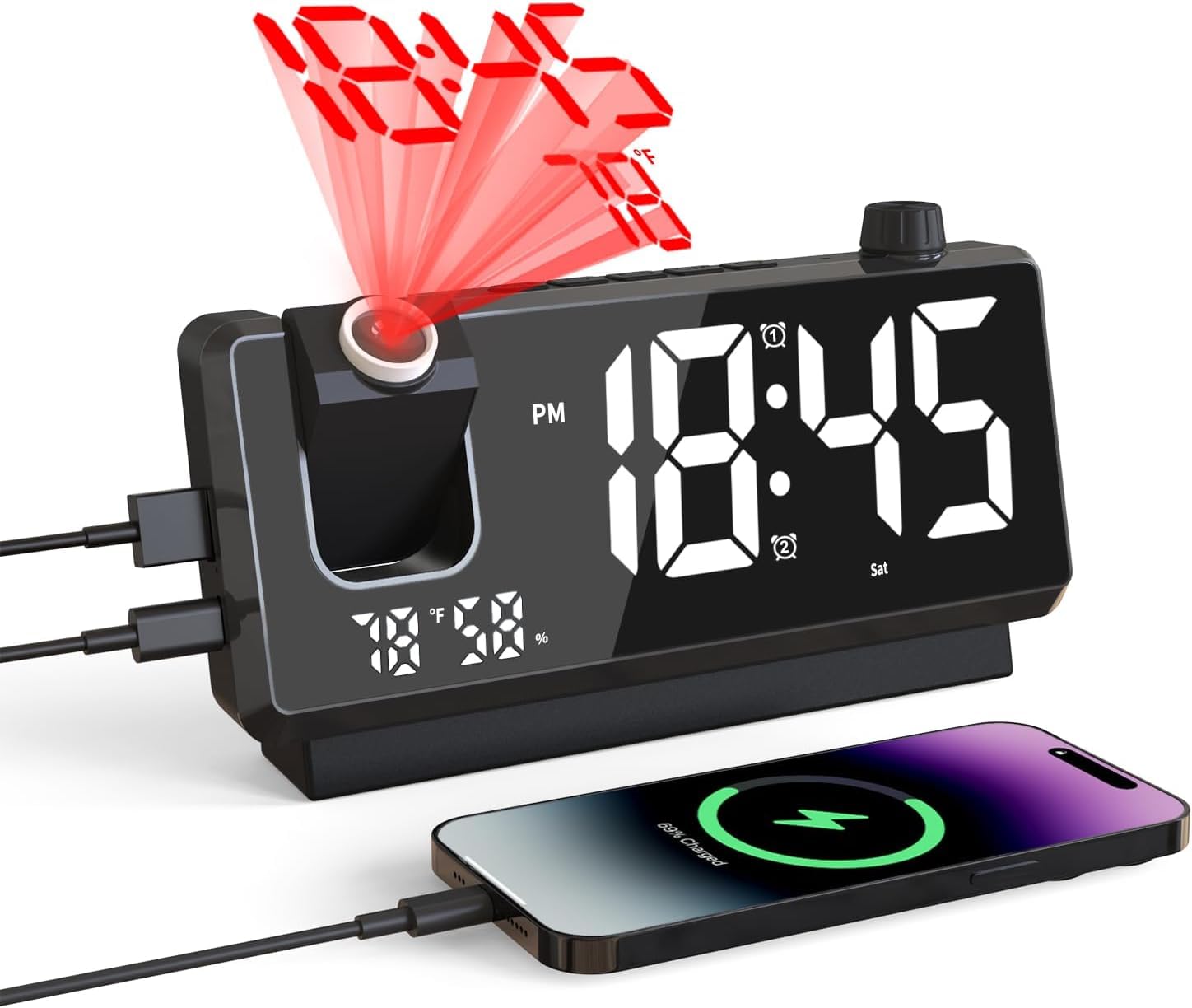 Amazon.com: Projection Alarm Clock for Bedroom, Mirror Face