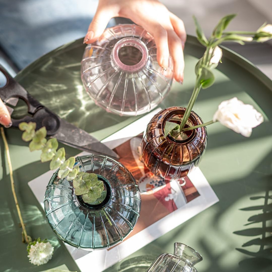 MEETOZ Glass Bud Vase Set of 3- Small Vases for Flowers Home Table Flower Decor, for Office or Wedding Events - Image 4