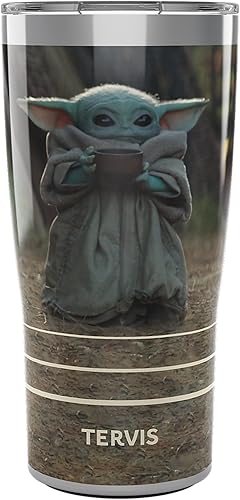Miniatura 1 de Tervis Traveler Star Wars - Vaso aislado de triple pared The Mandalorian Child Sipping mantiene las bebidas frías y calientes, 20 onzas, acero