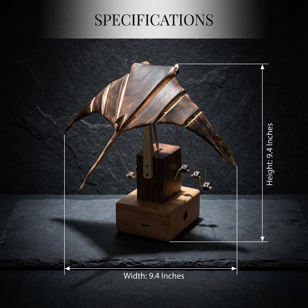Escultura cinética de madera hecha a mano de manta raya, decoración de escritorio de autómatas de movimiento fluido, accesorio de oficina de madera de nogal maciza, regalo único de relajación para