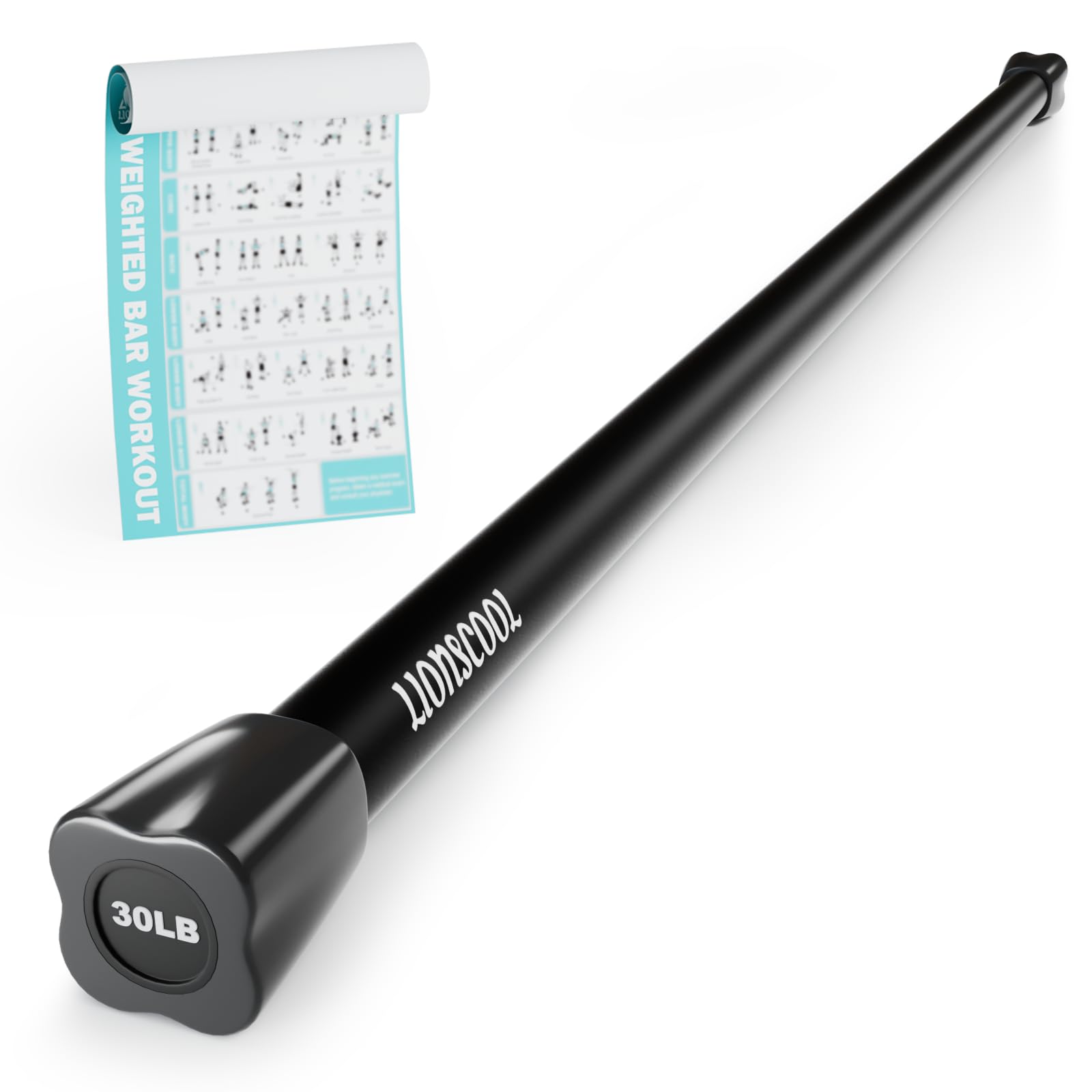 LIONSCOOL Workout Weighted Bar,Padded Exercise Weight Bar, Solid Steel Stretching weighted bar set for Body Sculpting, Physical Therapy,Body Toning