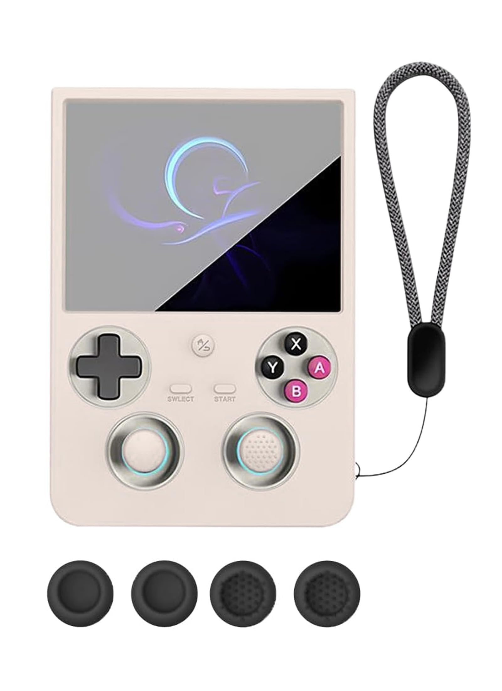 Case Compatible with ANBERNIC RG 477V, UYRUREL Soft and Skin Friendly Silicone Material, Shock-Absorbing and Anti Drop Protection Soft Shell,with 4 Pack Thumb Grips,Gray