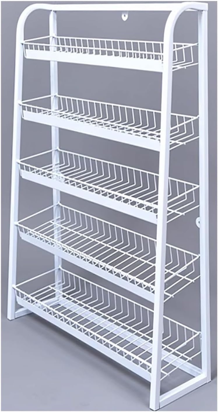 Small Standing Snack Display Shelf for Cashier's Desk Front, 5 Layer Beveled Mouth Basket Wire Storage Rack Wall-Mounted, for Stationery Shop/Boutique Store/Convenience