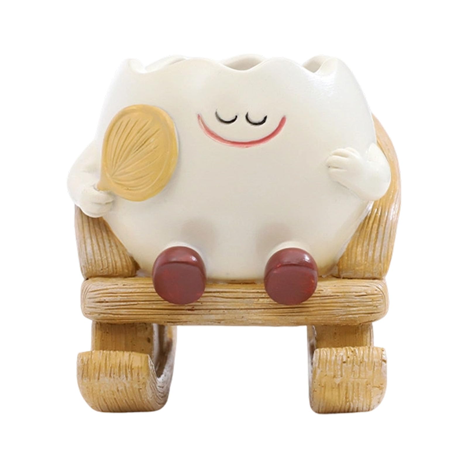 Hredyqw Rocking Chair Smiles Faces Planter with Drainage Hole Lovely Head Planter for Indoor Outdoor Plant Succulents
