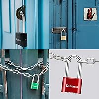 Vista 5 de 4 Digit Heavy Duty Combination Lock 2.5 Inch Long Shackle Outdoor Waterproof Padlock for Gate, Fence, School Gym Locker,Toolbox (Red, 2 Pack)