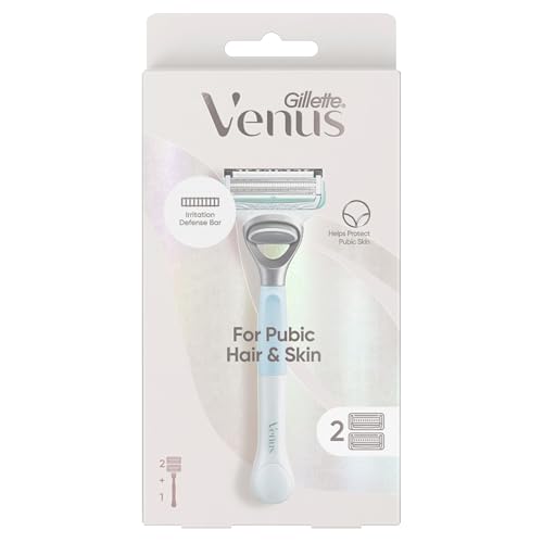 Gillette Venus For Pubic Hair & Skin Womens Razor Handle + 2 Blade Refills