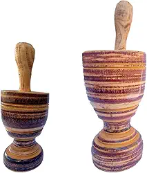 Kit Pilão P(13CM) e Pilão G(20CM) de madeira socador de alho