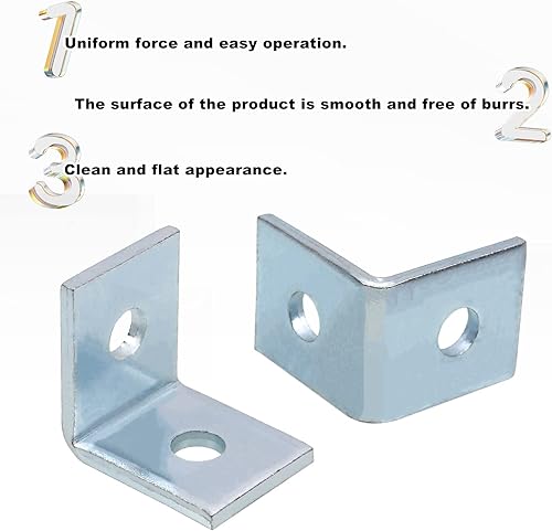 Miniatura 4 de 10 piezas de 2 agujeros en forma de L de 90 grados de ángulo de soporte para canal de puntal más alto de 1-58 pulgadas de ancho, perno de 12