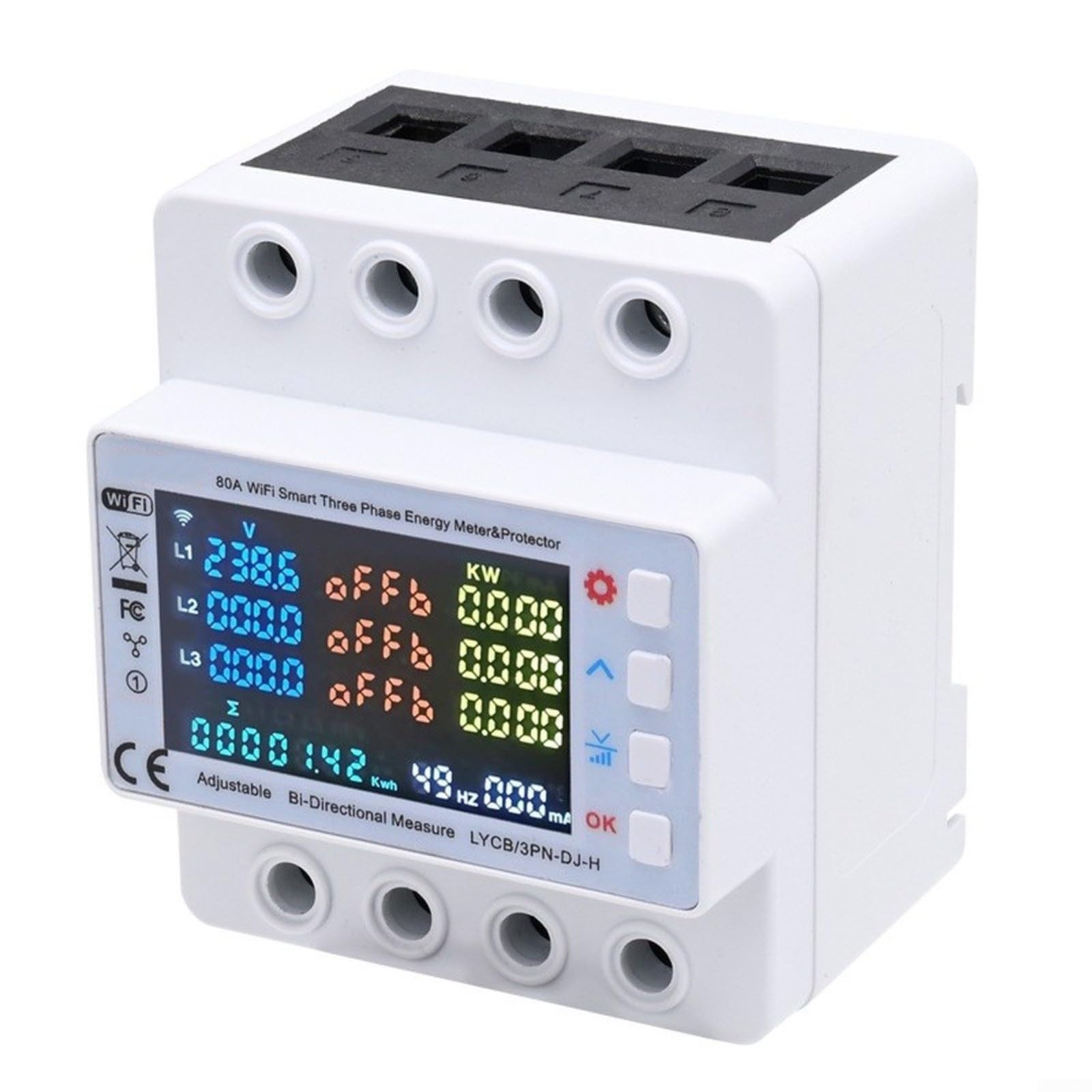 per tuya WiFi trifase Meter 80A con schermo LCD