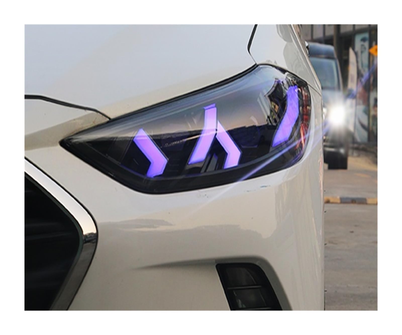 Światła samochodowe reflektory przeciwmgielne niebieski kierunkowskaz LED DRL H7 LED żarówki biksenonowe kompatybilne z Elantra 2016-2021