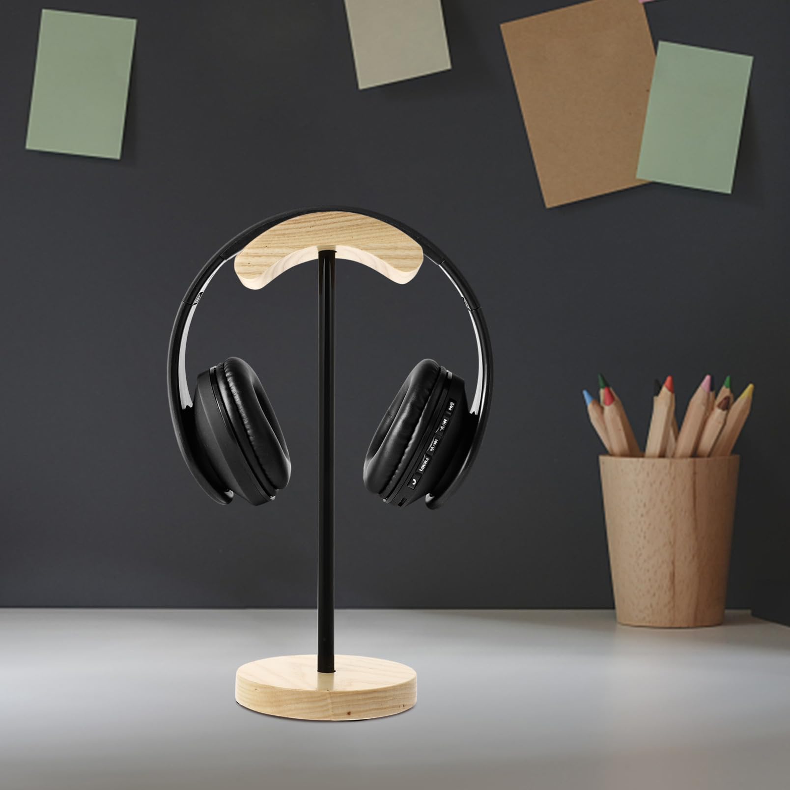jojofuny Supporto Per Cuffie Legno Stand Per Headset Gaming Porta Cuffie Stabile Con Design Ad Supporto Da Tavolo Per Casa e Negozio