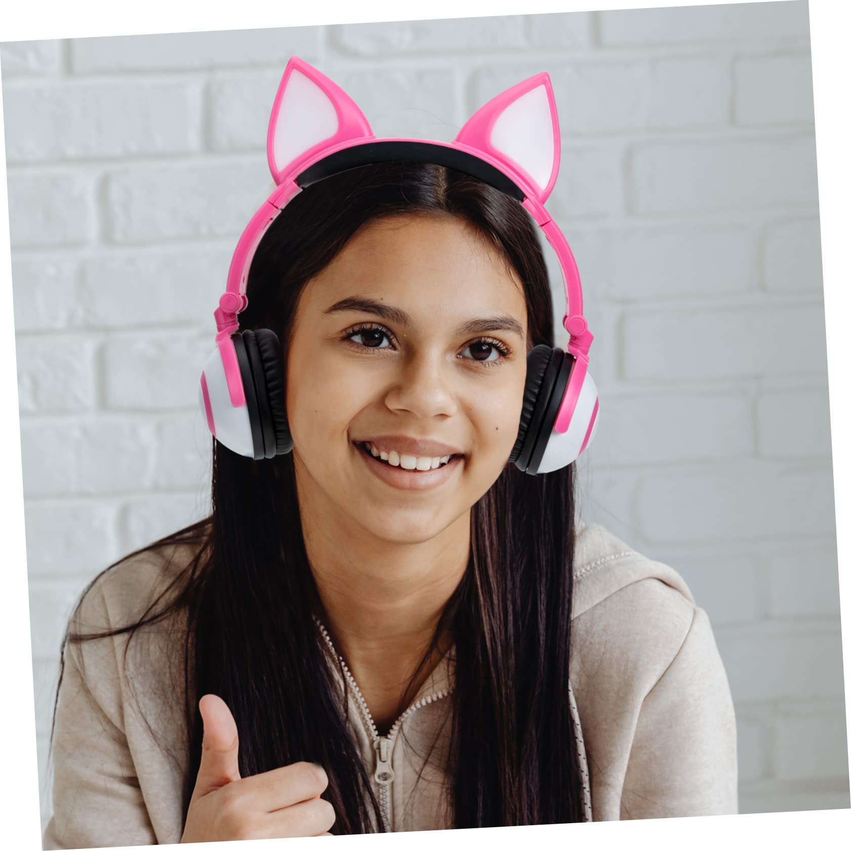 DOITOOL Cuffie On-ear a Orecchie di Gatto Rosa per Bambini | Pvc, Jack 3, 5mm Spinotto Dritto, Driver 40mm e Batteria a Bottone da 180 Mah