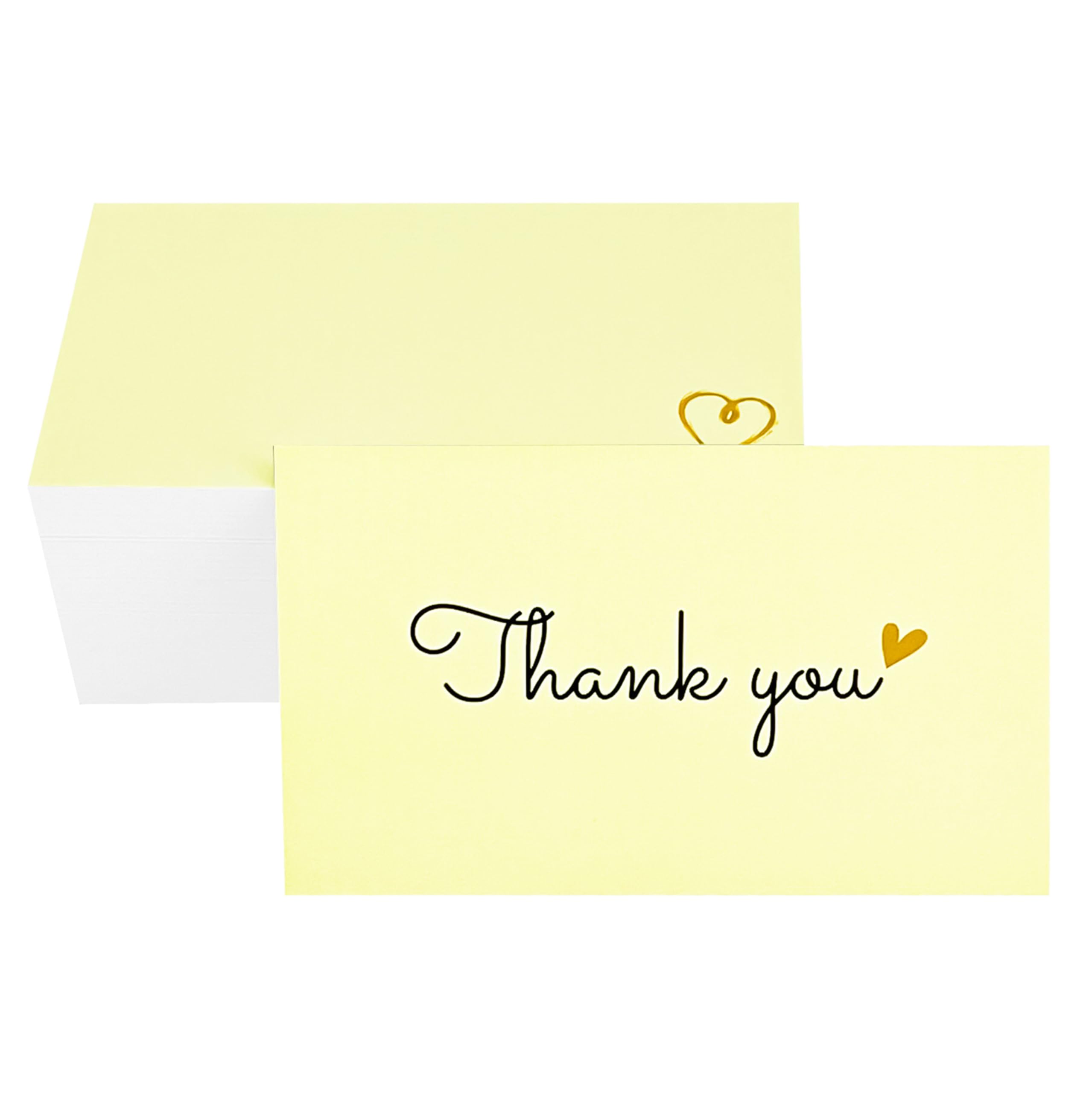 RXBC2011 Thank you Cards Heart for Wedding Party Business 2x3.5 inches Pack of 100 Lemon yellow