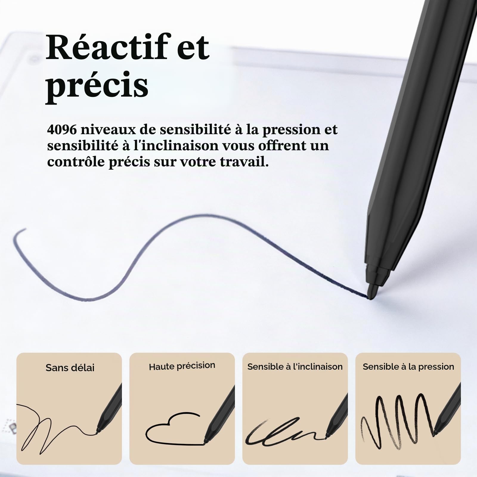 Stylet EMR pour Remarkable 2, Stylo Magnétique avec Gomme et 5 Pointes | 4096 Niveaux de Pression, Fonction Rejet de la Paume, Stylus Pen Compatible avec Remarkable 2/1 et Kindle Scribe