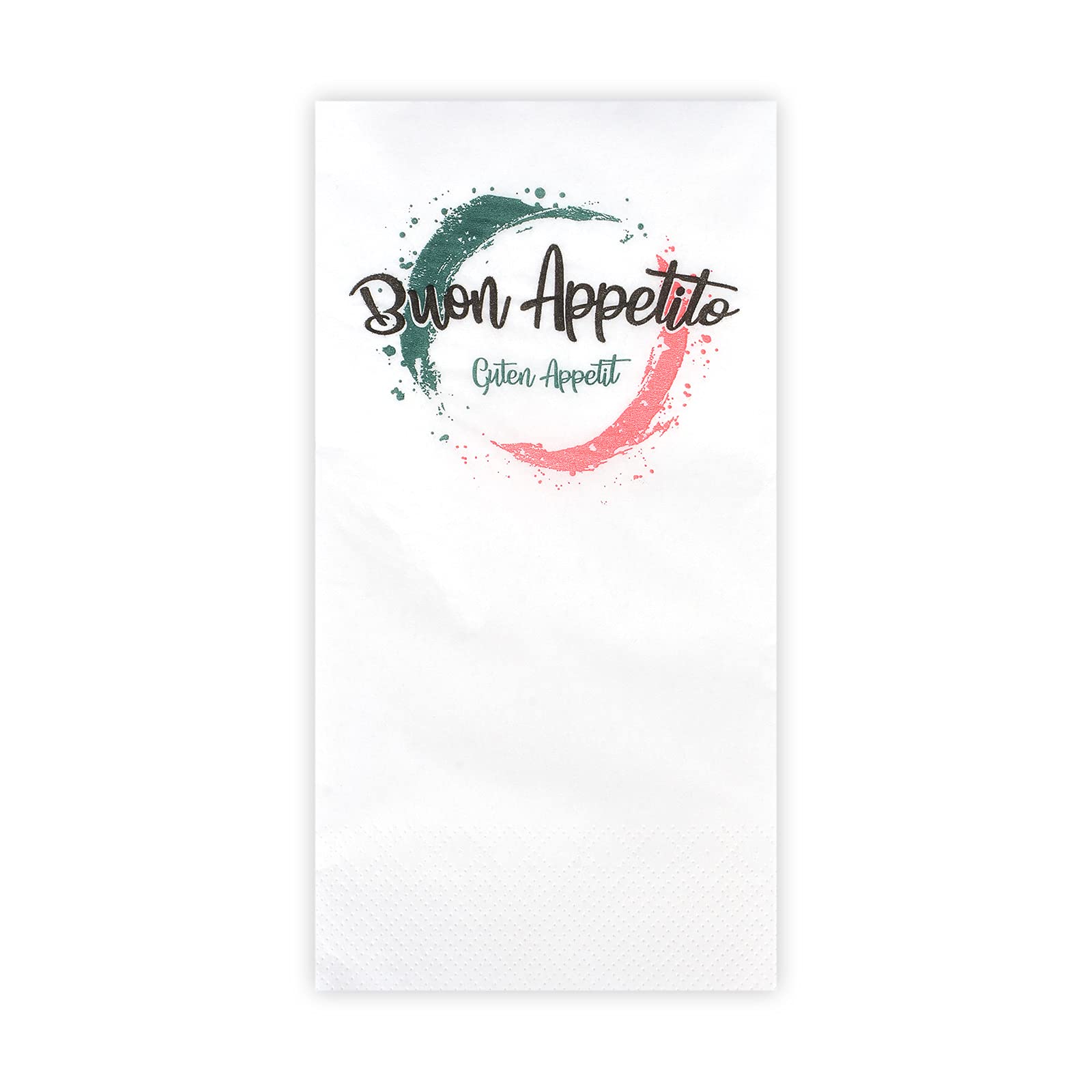 Funny Lot de 1000 serviettes à motif Buon Appetito - Guten Appetit - En cellulose - 40 x 40 cm - 2 plis - Pliage en 8 - Blanc