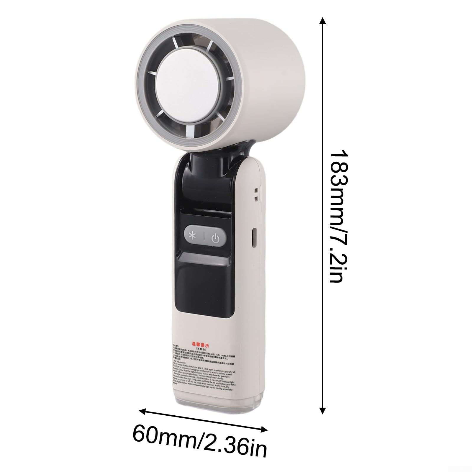 Ventilatore portatile alimentato con display digitale, 100 velocità turbo, per campeggio, viaggi, casa, ufficio, portatile, soluzione di raffreddamento compatta (bianco refrigerante)
