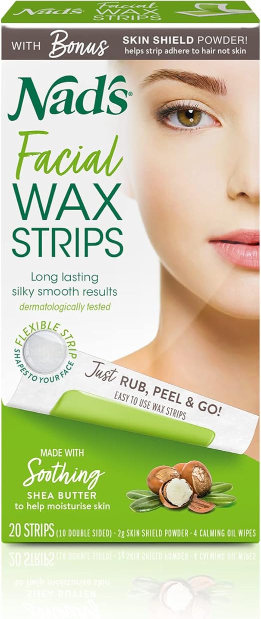 Nad's Facial Wax Strips Facial Hair Removal For Women, Face Wax